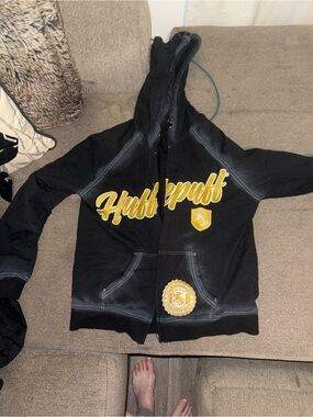 Black & Gold Hufflepuff Zip-Up Hoodie Jacket